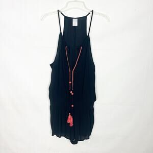 Xhilaration Black Smocked Waist Sleeveless Romper Juniors Size Large